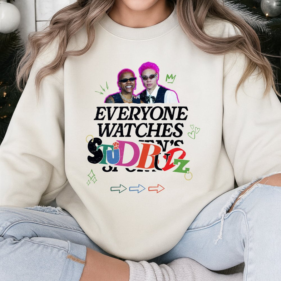 Everyone Watches Studbudz Sweatshirt, Gift For Her, Womens Basketball Sweatshirt, Women'S Clothing, Womens Sports, Basketball Sweatshirt