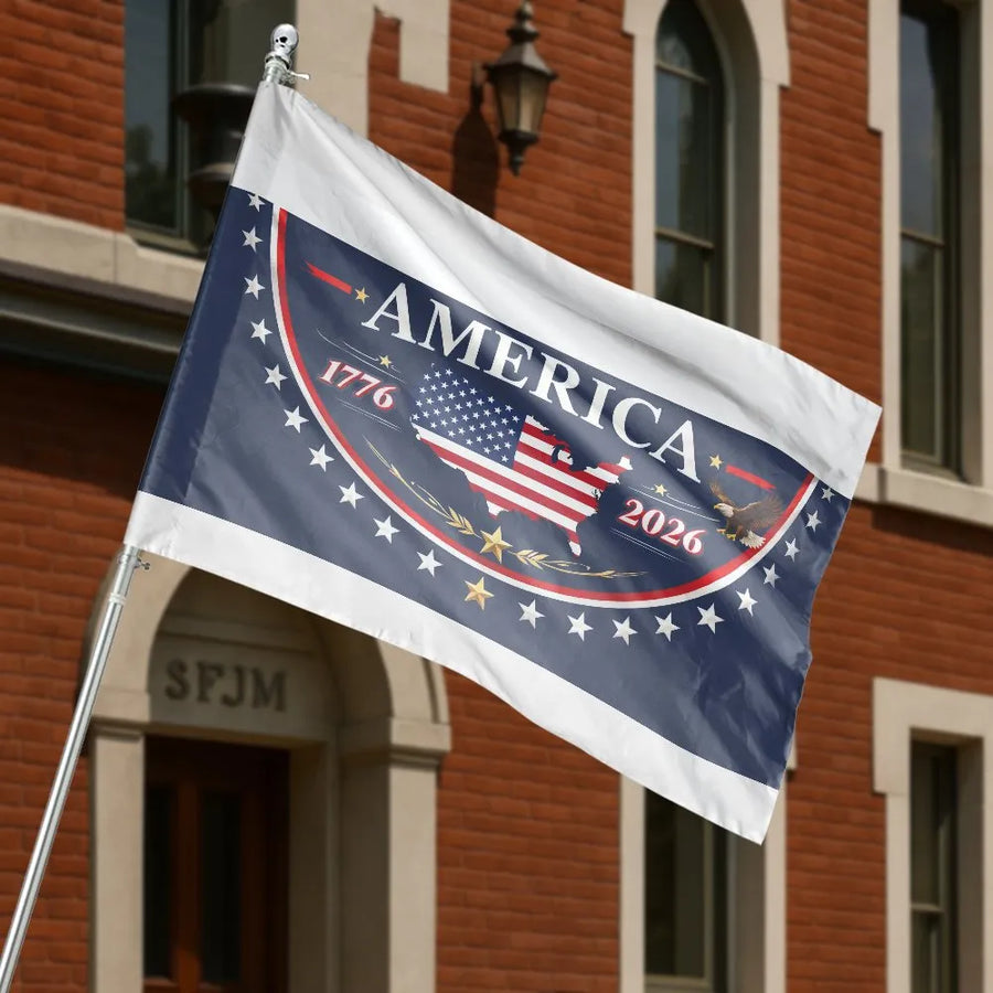 America 250th Anniversary House Flag | Commemorative 1776-2026 US Map Design | Double-Sided Polyester Banner | Collector's Patriotic Home Decor Gift