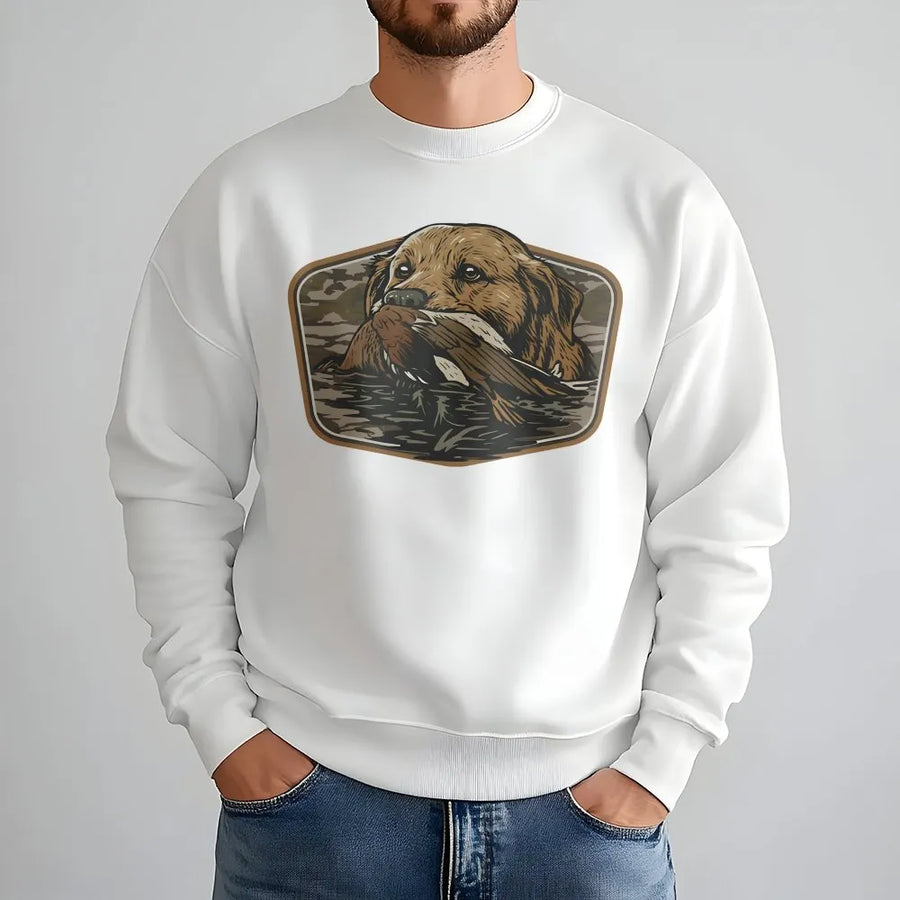 Labrador Retriever Sweatshirt | Duck Hunting Waterfowl Graphic | Premium Cotton Blend Crewneck | Gift For Hunters And Outdoor Lovers