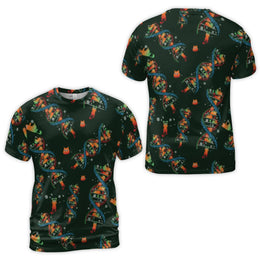 Cat DNA T-Shirt | Double Helix Science Pattern | Premium Polyester Spandex | Unique Gift for Biology Students and Cat Lovers