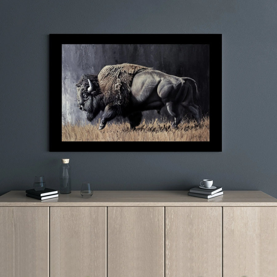 American Bison Canvas Wall Art | Majestic Wildlife Oil Painting Style | 1.25" Gallery Wrap Premium Print | Rustic Farmhouse Decor Gift