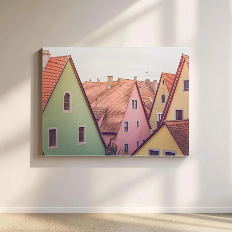 Rothenburg Germany Canvas Wall Art | Colorful Medieval Town Rooftops | Premium Fade-Resistant Print | German Heritage Gift & Living Room Decor