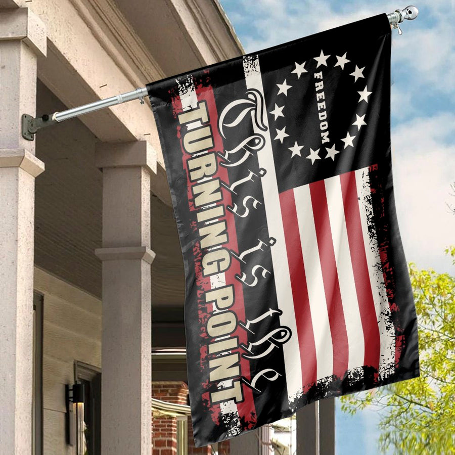 Patriotic House Flag | This Is The Turning Point Freedom Banner | Weather-Resistant Polyester | Outdoor Garden Decor Gift for Patriots