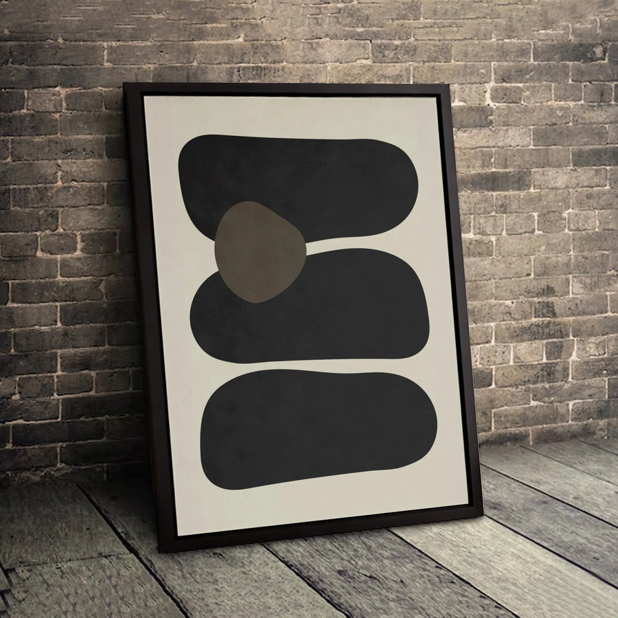 Minimalist Abstract Canvas Art | Stacked Organic Shapes Wall Decor | Premium 1.25-Inch Gallery Wrap | Modern Neutral Home Office Gift