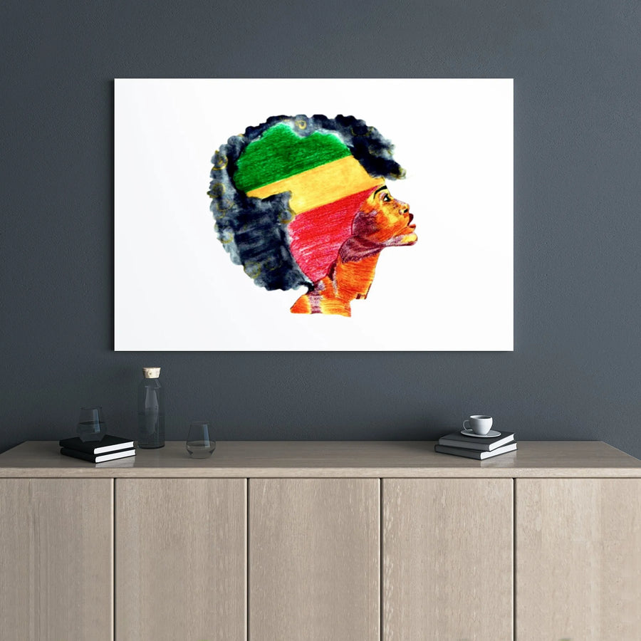 African Map Afro Art Canvas | Pan-African Flag Colors Wall Decor | Premium Gallery Wrap Print | Meaningful Black Heritage Gift for Home