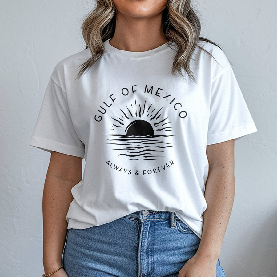 Gulf of Mexico T-Shirt | Coastal Sunset Graphic | 100% Cotton Premium Tee | Beach Lover Gift & Vacation Souvenir
