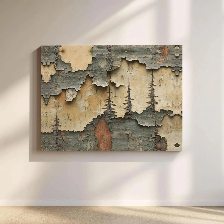 Abstract Pine Tree Canvas Wall Art | Peeling Bark Texture Print | Premium 1.25-inch Gallery Wrap | Modern Nature Decor for Home and Office