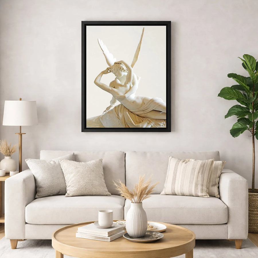 Psyche Revived by Cupid's Kiss Canvas Print | Antonio Canova Sculpture Wall Art | Premium Gallery-Wrapped Decor | Classic Romantic Art Gift