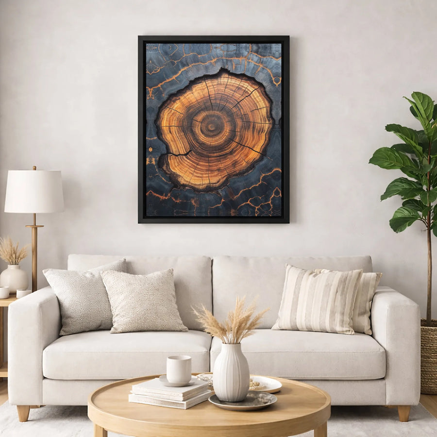 Abstract Wood Slice Wall Art | Modern Tree Ring Pattern Canvas | Premium Fade-Resistant Gallery Print | Minimalist Living Room Home Decor