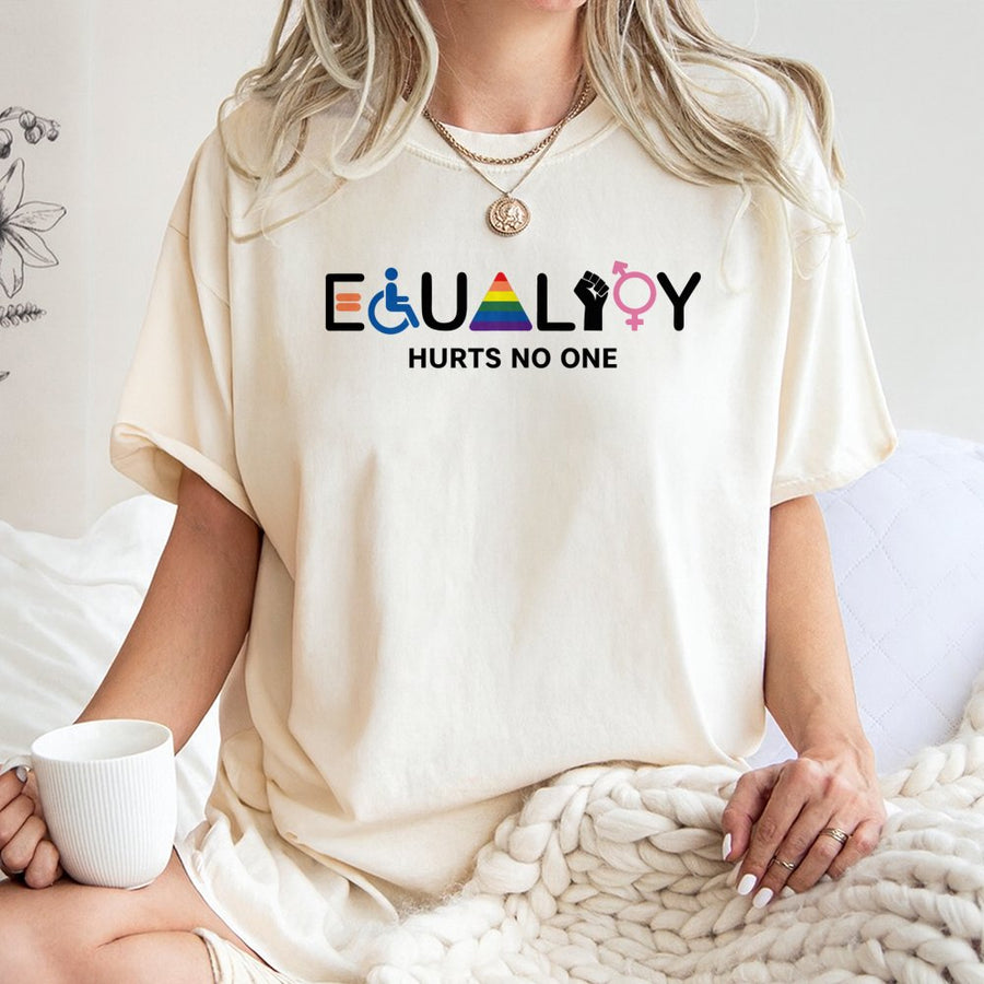 Equality Hurts No One T-Shirt | Inclusive LGBTQ Pride Graphic | 100% Cotton Premium Tee | Human Rights Advocacy Gift for All