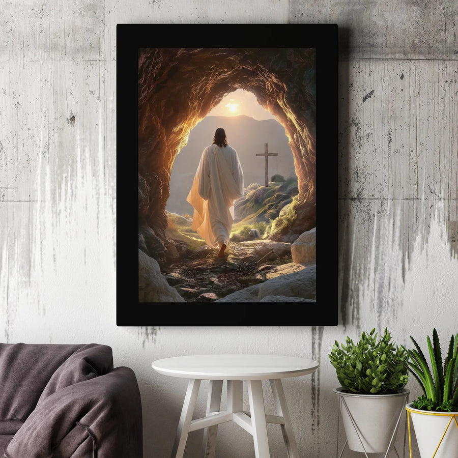 Jesus Resurrection Canvas Wall Art | Empty Tomb at Sunrise Scene | Premium Fade-Resistant Print | Inspirational Christian Home Decor Gift