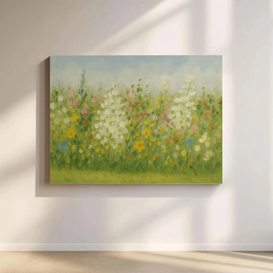 Wildflower Meadow Canvas Print | Impressionist Floral Landscape Wall Art | Gallery Quality Framed Decor | Botanical Home Gift for Nature Lovers