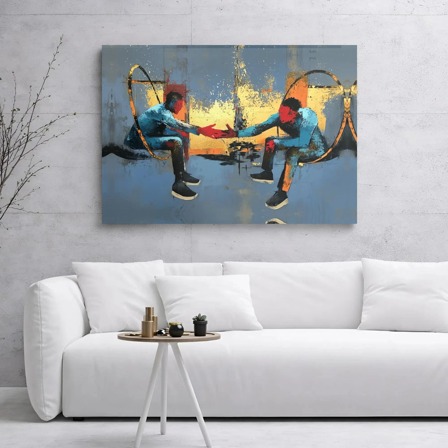 Abstract Reaching Hands Canvas Wall Art | Emotional Human Connection Design | Premium Gallery-Wrapped Print | Modern Home & Office Decor Gift