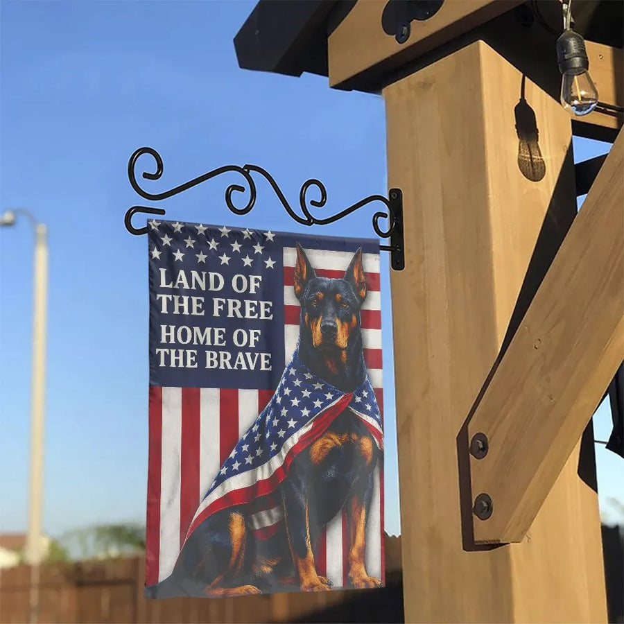 Patriotic Doberman Garden Flag | American Flag Dog Design | Weather-Resistant Double Sided Polyester | Gift for Dog Lover & Yard Decor