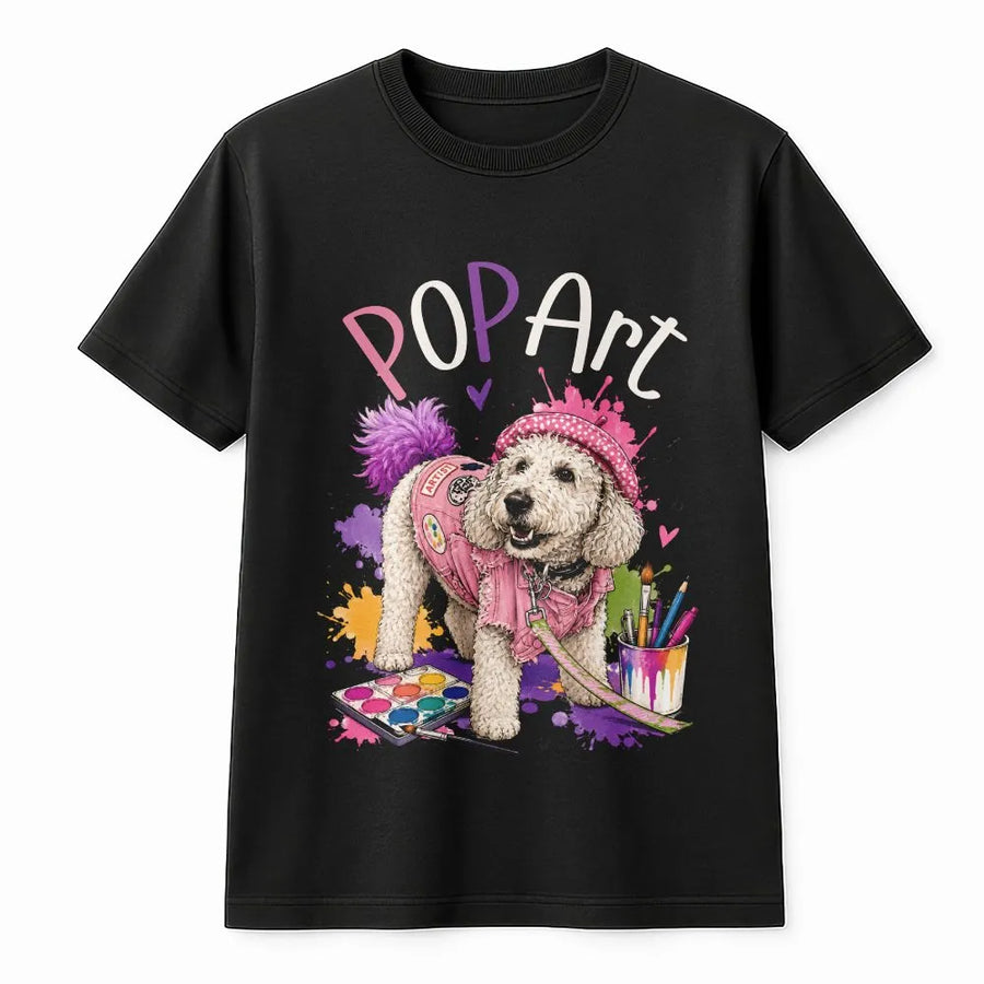 Pop Art Dog T-Shirt | Colorful Poodle Artist Graphic | Premium Cotton-Blend Sweatshirt | Gift for Dog Mom & Art Lovers