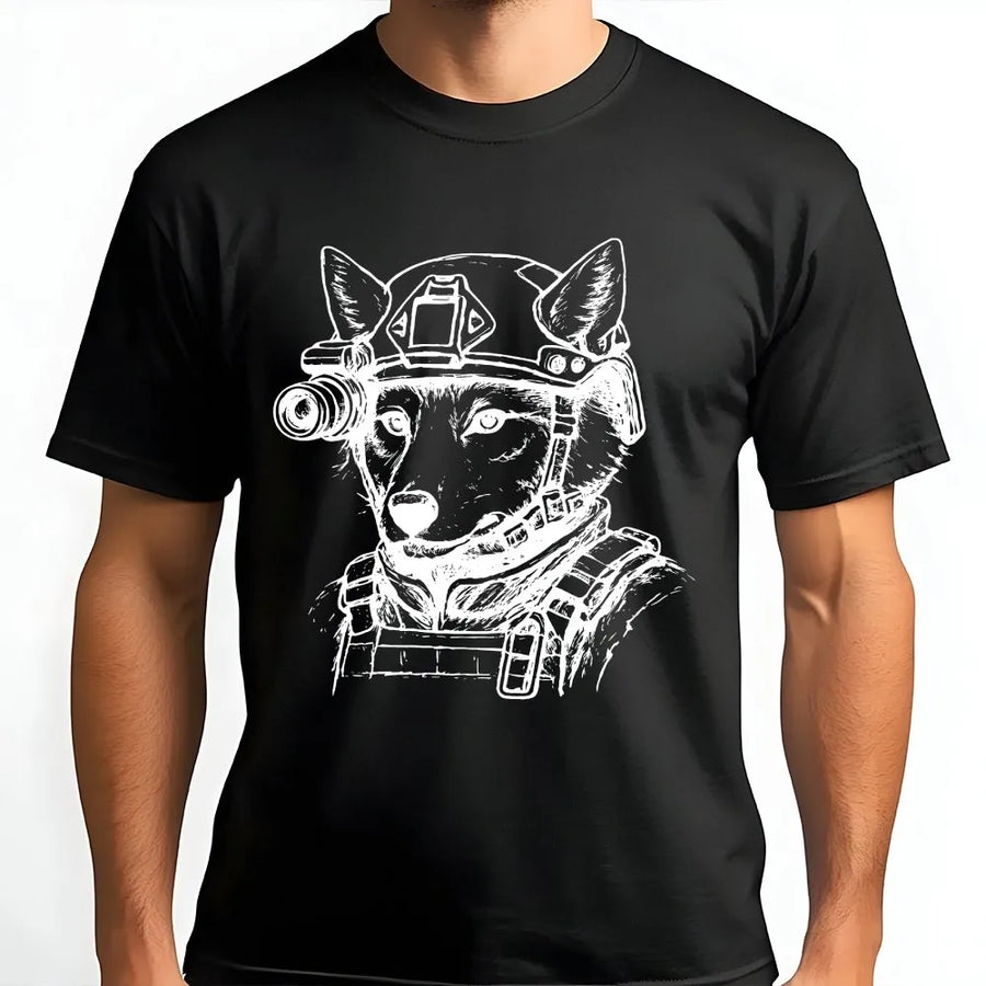 Tactical Coyote T-Shirt | Night Vision Graphic Sketch | Premium Cotton Blend | Gift for Coyote Hunters & Veterans