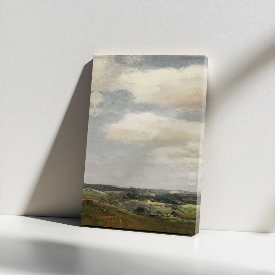 Rolling Hills Landscape Canvas Art | Neutral Cloudy Sky Wall Decor | 1.25 Inch Gallery Wrap | Premium Modern Farmhouse Home Gift