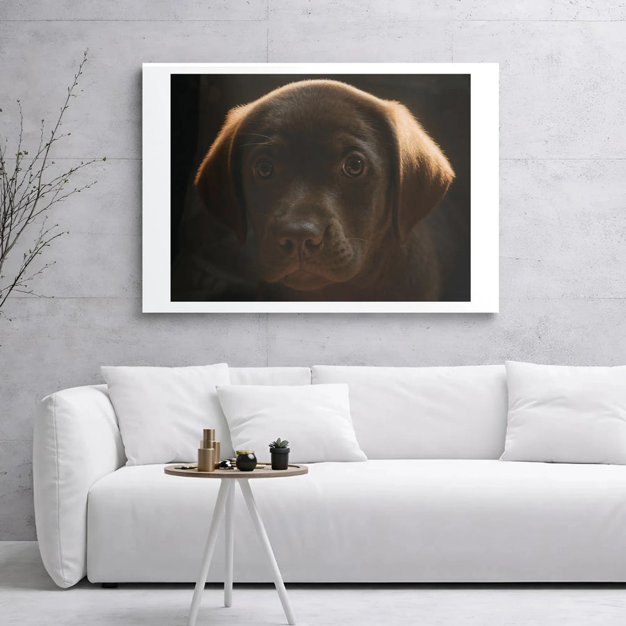 Chocolate Labrador Puppy Canvas Art | Realistic Pet Portrait | Premium 1.25" Gallery Wrap | Dog Lover Home Decor Gift