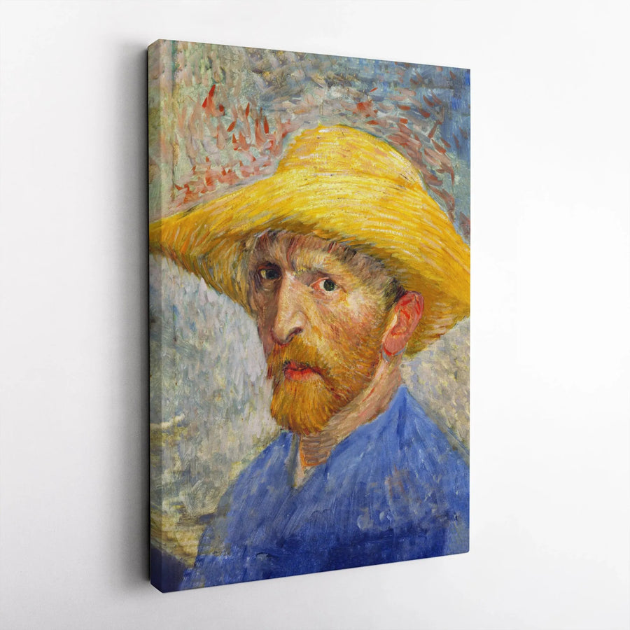 Vincent Van Gogh Self-Portrait With Straw Hat Canvas Print | Impressionist Masterpiece Wall Art | Premium Fade-Resistant Gallery Wrap | Gift For Art Lovers