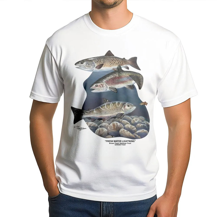 Trout Fishing T-Shirt | Freshwater Trout Species Illustration | Premium Cotton-Blend | Gift for Angler & Outdoorsman