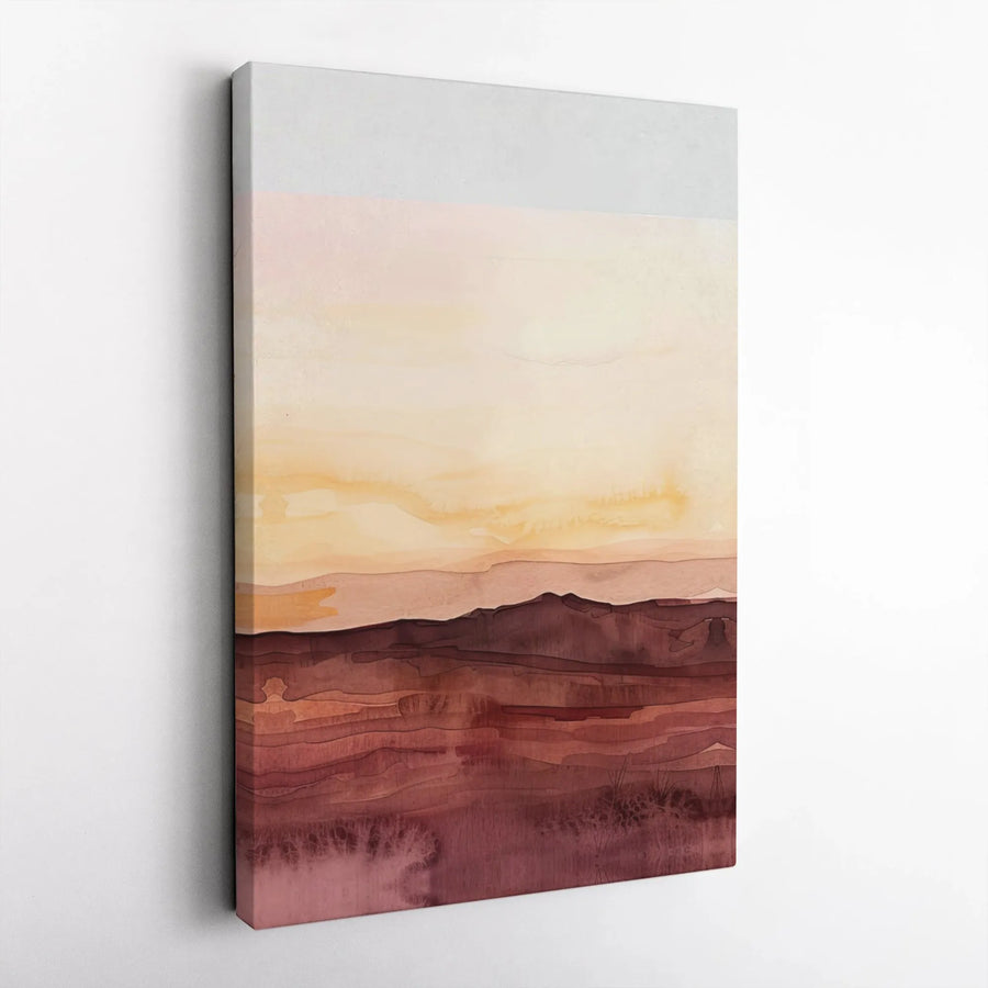 Abstract Desert Landscape Canvas | Warm Terracotta Watercolor Art | 1.25 Inch Gallery Wrap | Modern Boho Home Office Decor