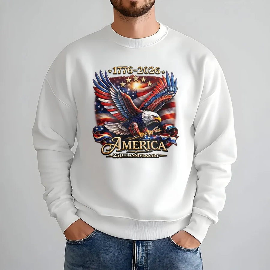 America 250th Anniversary Sweatshirt | Commemorative 1776-2026 Bald Eagle Graphic | Premium Cotton Blend Sweatshirt | Collector's Patriotic Gift
