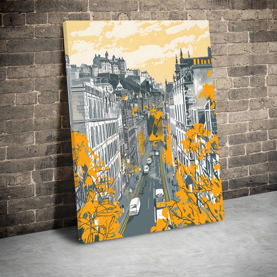 Edinburgh Cityscape Canvas Print | Vintage Scotland Castle Wall Art | Gallery Wrapped Premium Decor | Gift for Travel Lovers