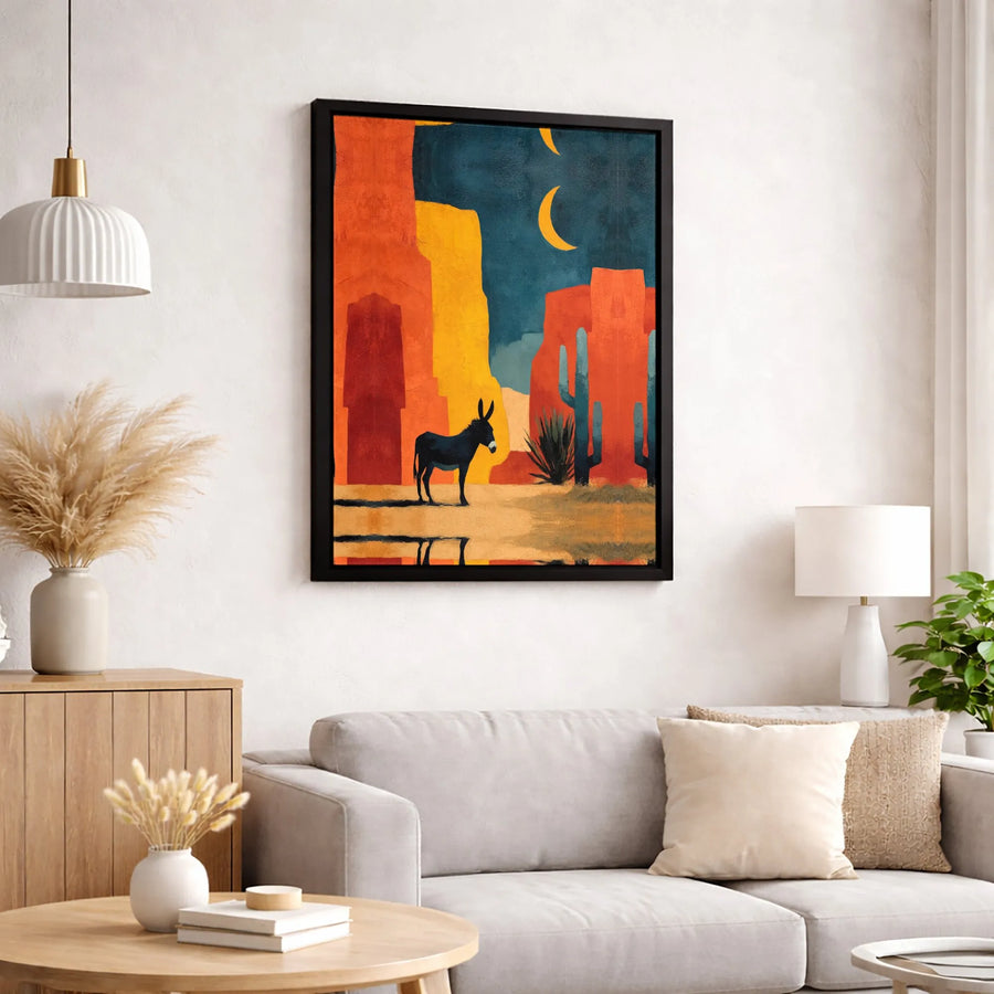 Southwestern Desert Donkey Canvas Art | Modern Abstract Canyon Landscape | 1.25 Inch Premium Gallery Wrap | Western Home Decor Gift