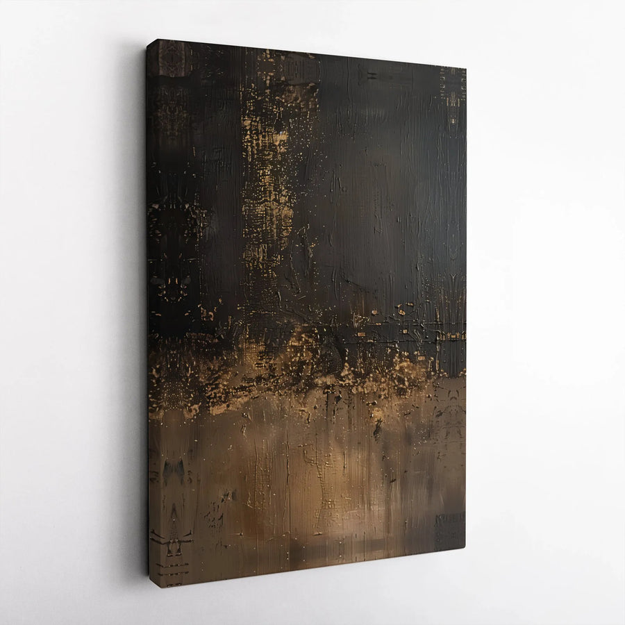 Black and Gold Abstract Canvas Wall Art | Textured Effect Wabi Sabi Painting Print | Premium Thick Gallery Wrap | Contemporary Home & Office Decor