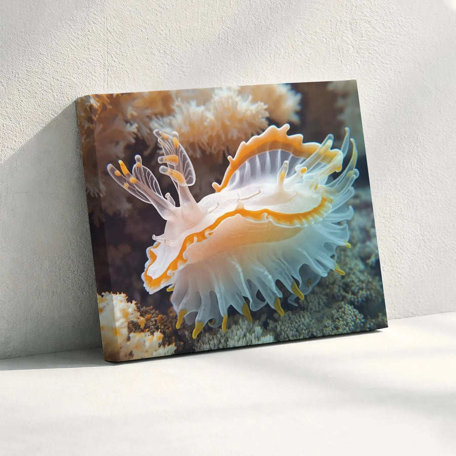 Nudibranch Canvas Wall Art | Vibrant Sea Slug Underwater Photography | Premium Gallery Wrapped Canvas | Gift for Ocean Lover & Coastal Home Decor