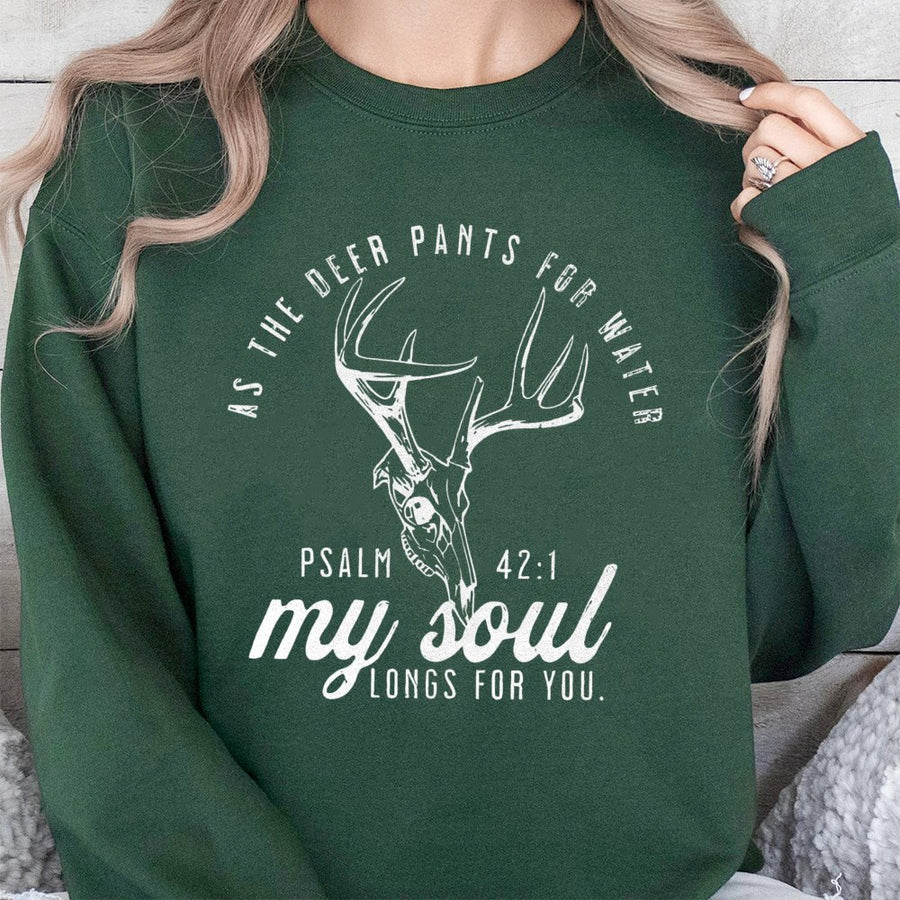 Psalm 42:1 Deer Hunting Sweatshirt | Faith-Based Scripture Design | Cotton-Polyester Premium Blend | Religious Gift For Hunters And Outdoorsmen