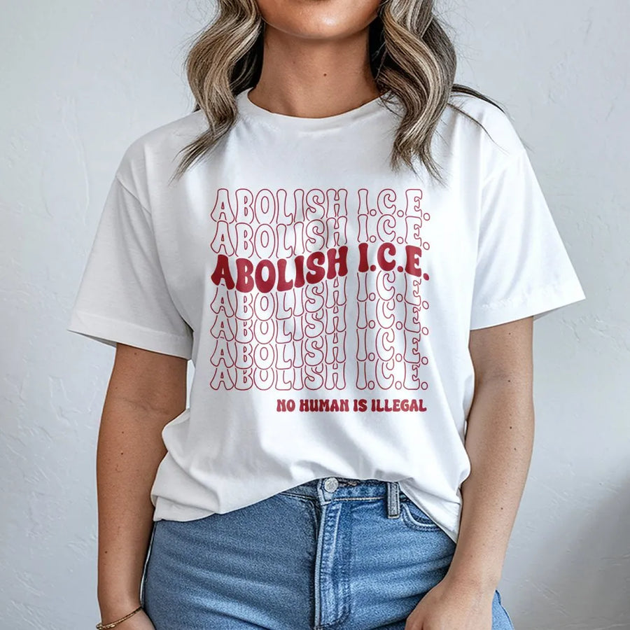 Abolish ICE T-Shirt | No Human Is Illegal Graphic Tee | 100% Cotton Unisex Apparel | Social Justice Activist Gift for Progressives