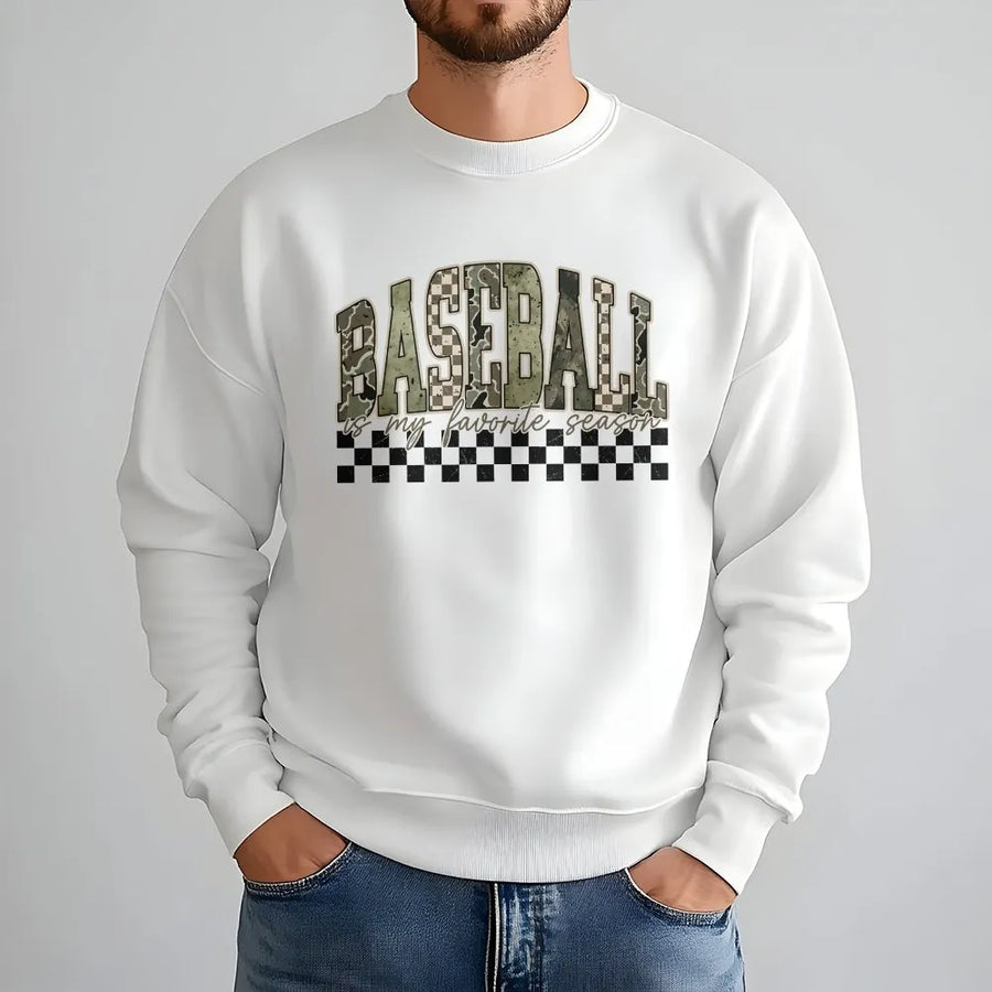 Baseball Mama Sweatshirt | 'My Favorite Season' Camo Graphic Sweatshirt | Soft Cotton-Blend | Game Day Gift for Sports Mom