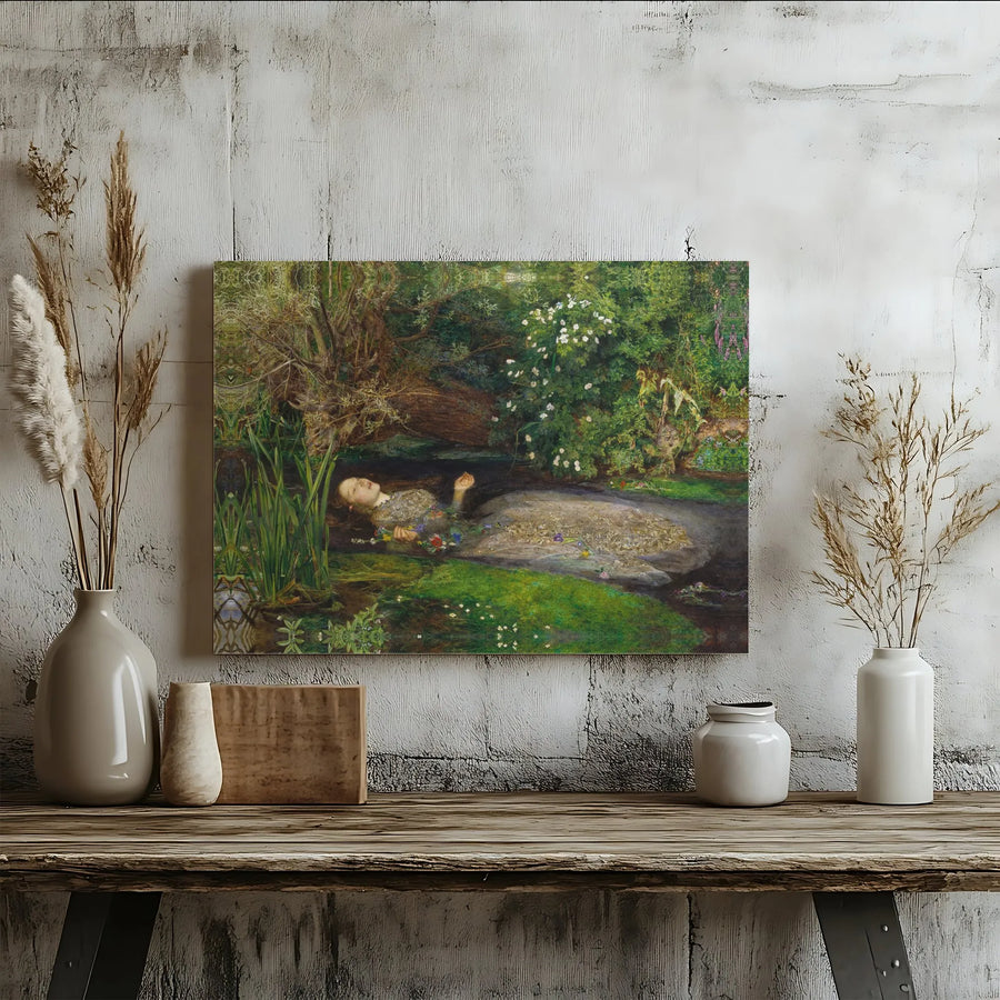 Ophelia by John Everett Millais Canvas Art | Pre-Raphaelite Painting Print | Premium Gallery Wrapped Canvas | Classical Romantic Wall Decor for Home