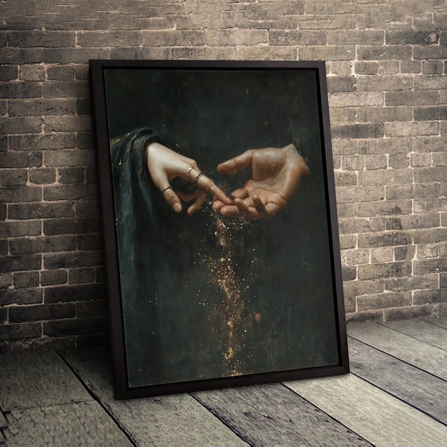Reaching Hands Canvas Print | Renaissance Gold Dust Wall Art | Gallery Quality 1.25-inch Profile | Spiritual Home Decor Gift