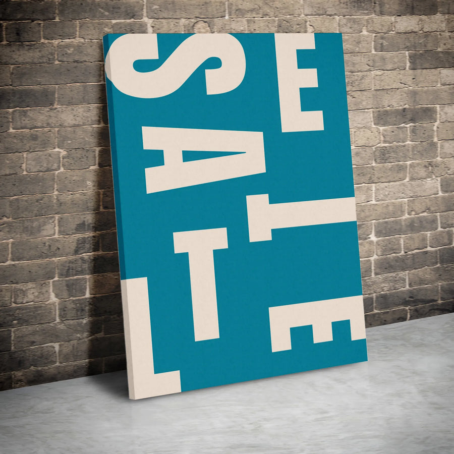 Modern Typography Vertical Canvas | Bold Abstract SALE Letterform Art | Premium 1.25" Thick Gallery Wrap | Contemporary Home & Office Decor Gift