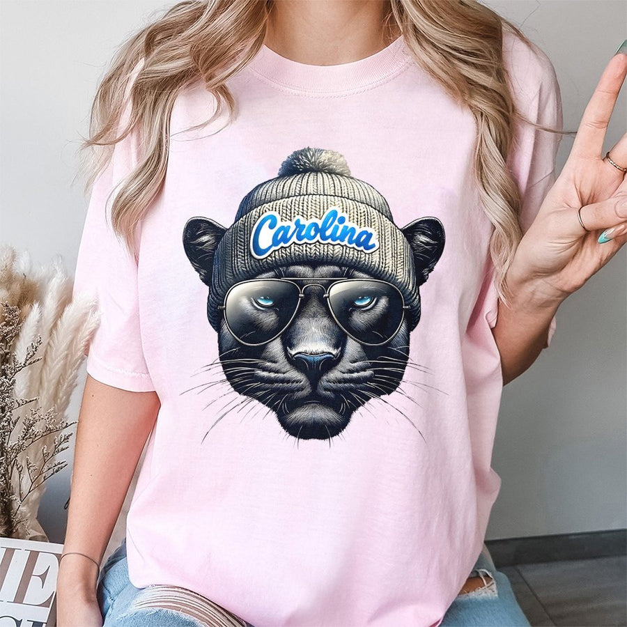 Carolina Black Panther With Beanie And Sunglasses T-Shirt