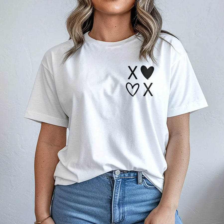 XOXO Heart T-Shirt | Minimalist Valentine Graphic Tee | Soft Cotton Premium Quality | Romantic Gift For Her Or Teacher Valentines Day Outfit