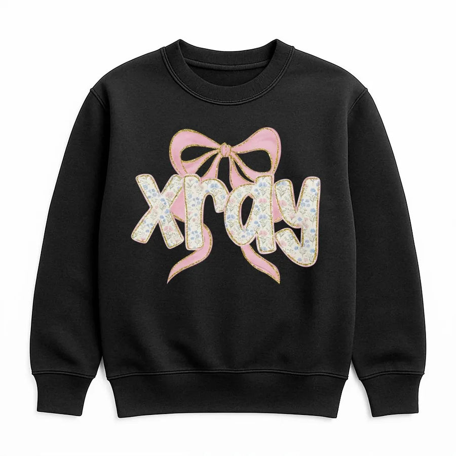 Coquette Xray Tech Sweatshirt | Floral Pink Bow Graphic | Soft Cotton Tee | Gift for Radiologic Technologist Grad