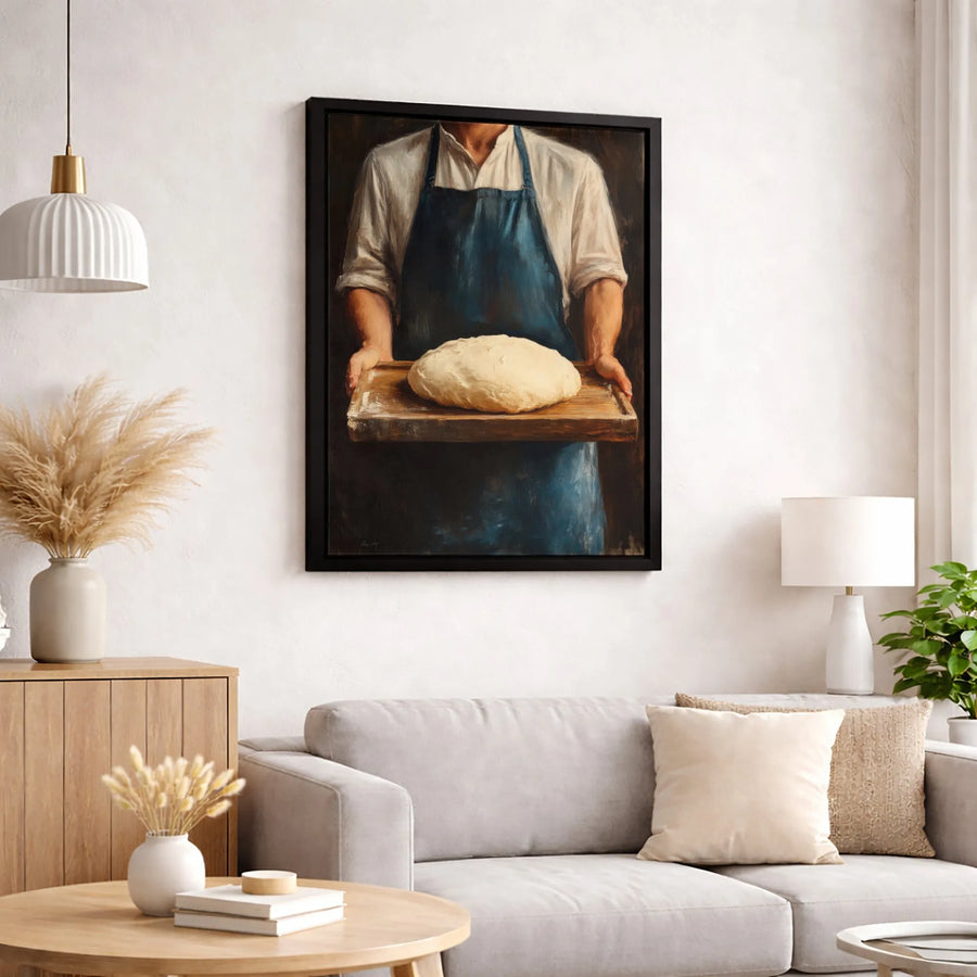 Baker Holding Dough Canvas Art | Rustic Professional Kitchen Wall Decor | Premium 1.25-Inch Gallery Wrap | Gift For Culinary Enthusiasts