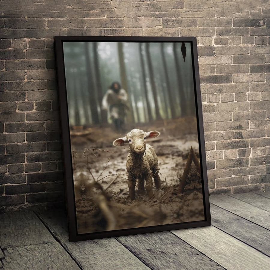 Jesus The Good Shepherd Canvas | Lost Lamb Finding Biblical Art | Premium Gallery Wrapped Wall Decor | Christian Home Gift for Believers