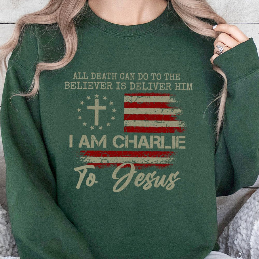 Faith Sweatshirt | All Death Can Do Is Deliver Him Christian Graphic | Premium Cotton Blend | Gift for Believers