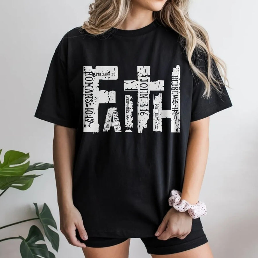 Faith Bible Verse T-Shirt | Scripture Typography Graphic Tee | Premium Cotton Christian Apparel | Religious Gift for Men and Women