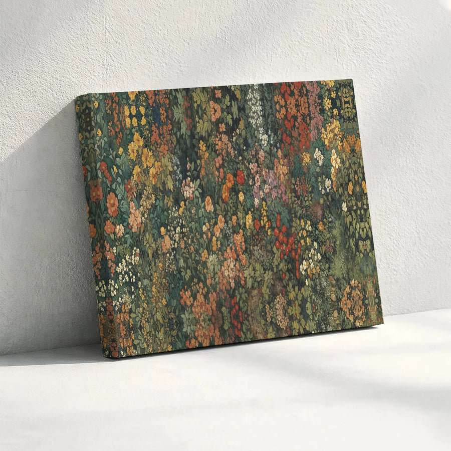 Vintage Wildflower Meadow Canvas Print | Dark Botanical Garden Art | 1.25 Inch Premium Gallery Wrap | Nature-Inspired Home Decor Gift