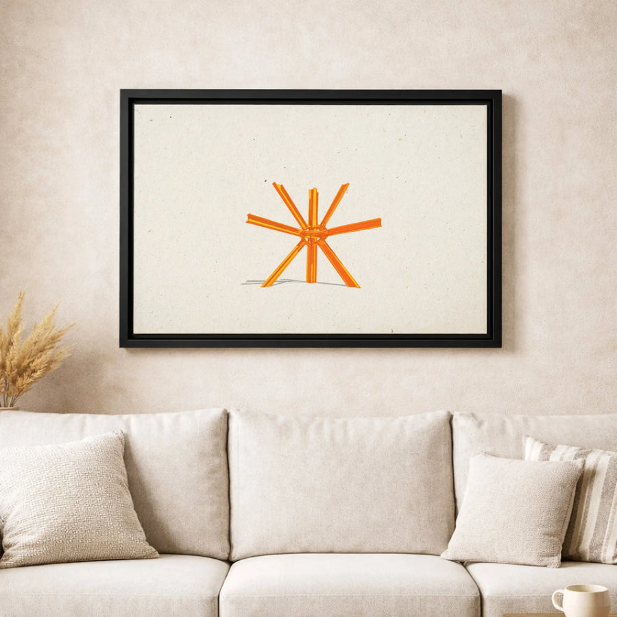 Abstract Geometric Starburst Canvas | Minimalist Orange Asterisk Art | Premium 1.25-Inch Gallery Wrap | Modern Home Office Decor Wall Print