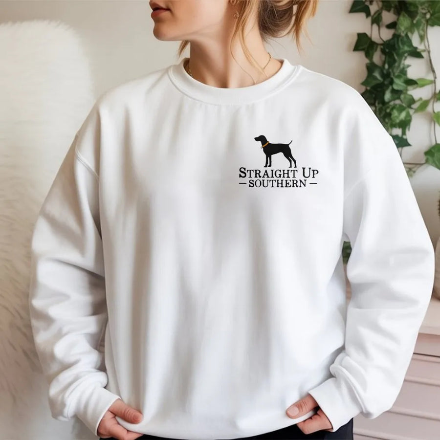 Black Lab Sweatshirt | Straight Up Southern Dog Design | Premium Cotton Blend | Unisex Gift for Dog Lovers and Hunters
