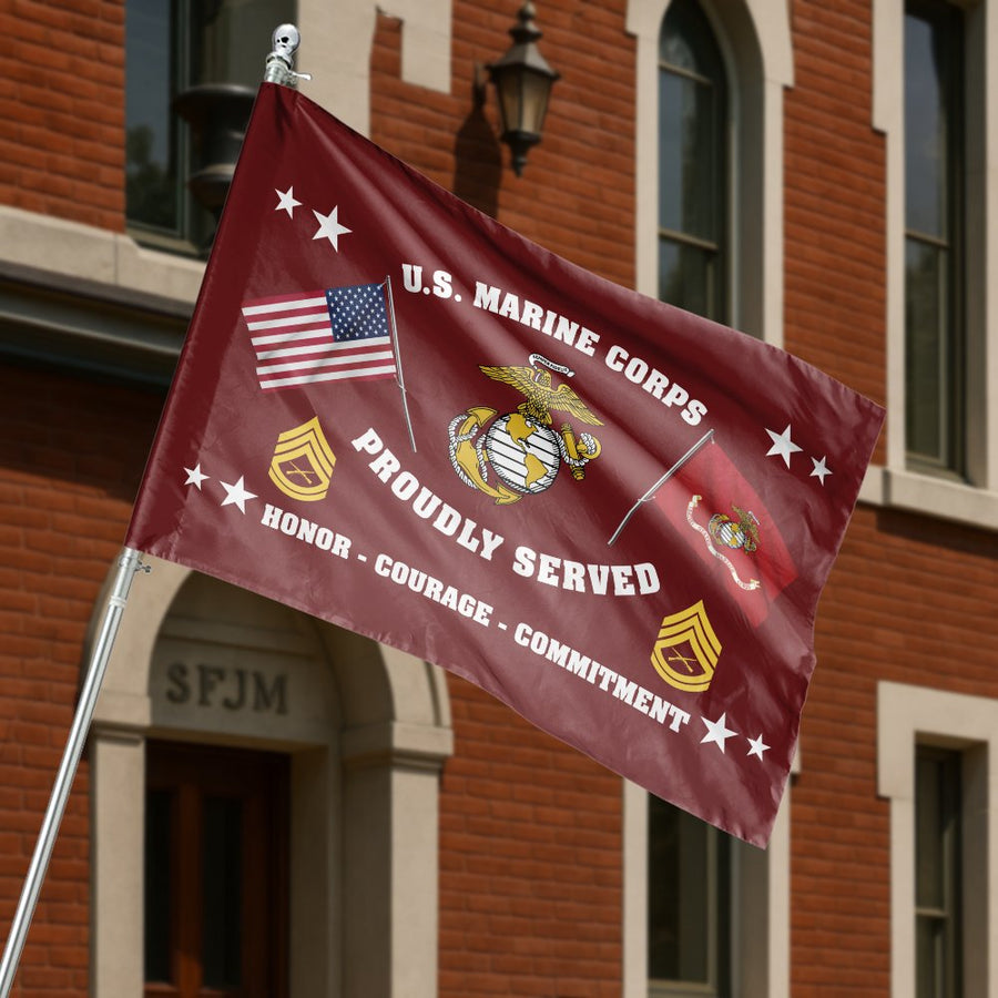 US Marine Corps Flag | Proudly Served EGA Design | Durable Premium Polyester | Veteran Military Garden & Home Decor Gift