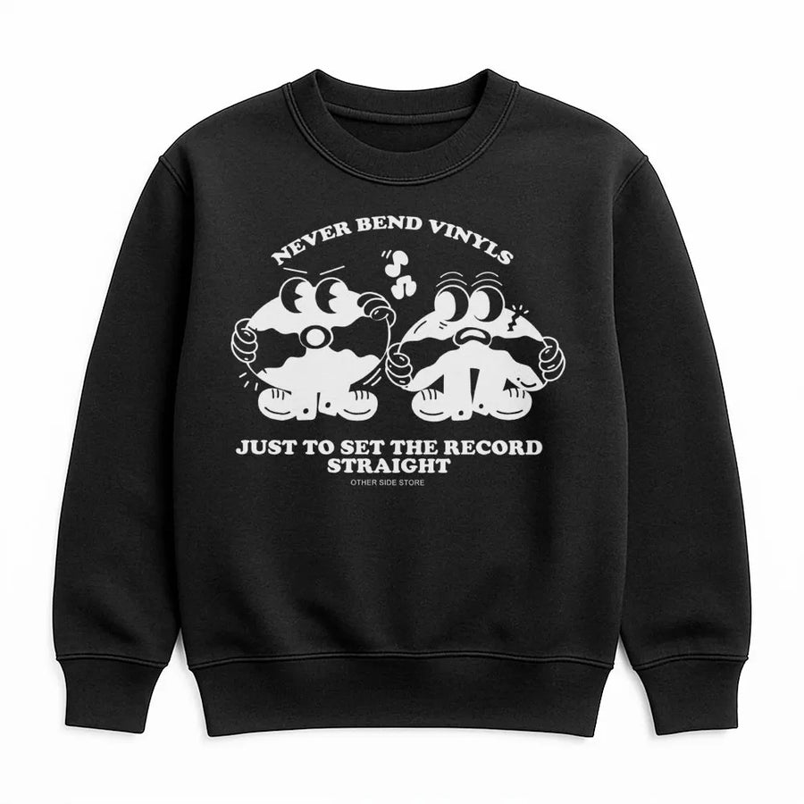 Vinyl Record Sweatshirt | Never Bend Vinyls Music Lover Design | Premium Cotton Blend Crewneck | Funny Retro Audiophile Gift For Him Or Her
