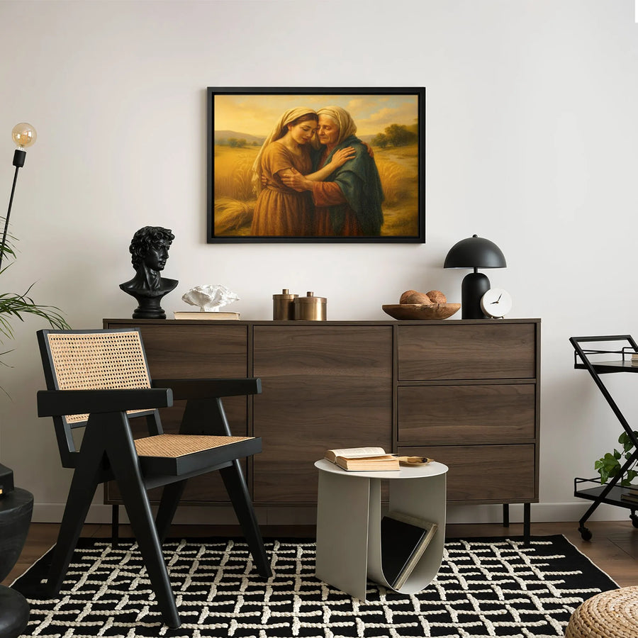 Ruth and Naomi Bible Wall Art | Religious Painting of Faithful Women | Premium Gallery Wrapped Canvas | Meaningful Christian Gift for Home