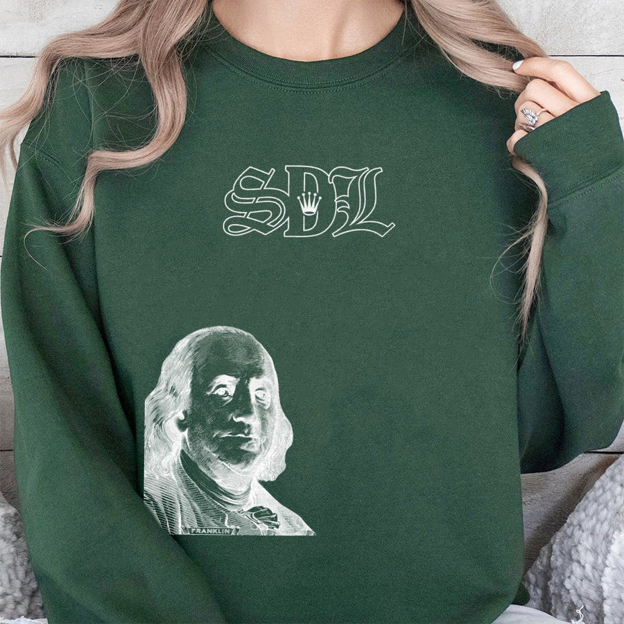 Benjamin Franklin Money Sweatshirt | Benjamin Franklin Graphic | Cotton Polyester Blend | Streetwear Style Gift For Men And Women